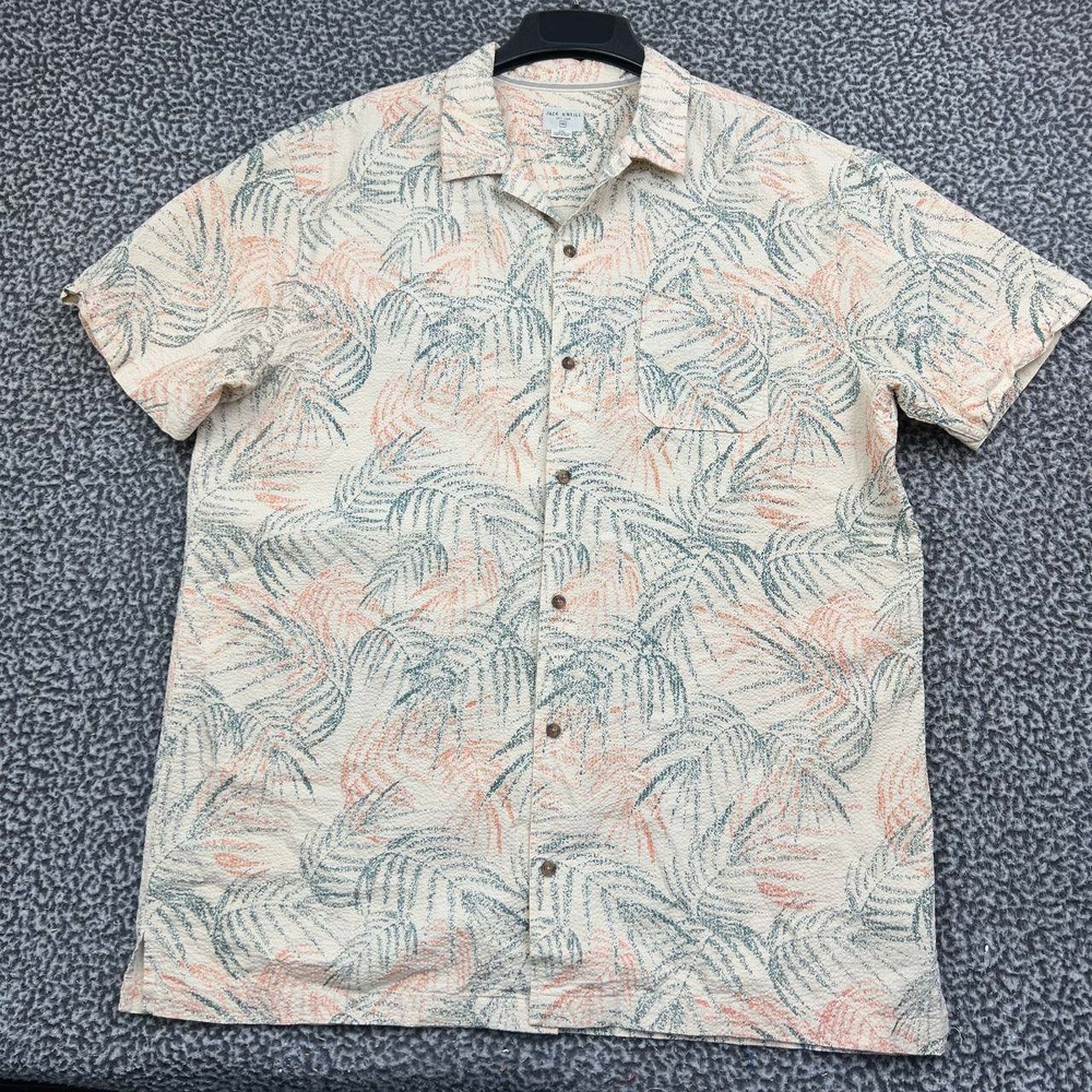 Jack O'Neill Button Up Shirt Men XXL Standard Fit Palm Print Cream Cotton 2XL